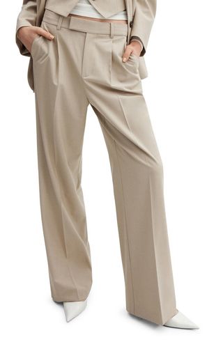 Pleat Front Wide Leg Suit Pants