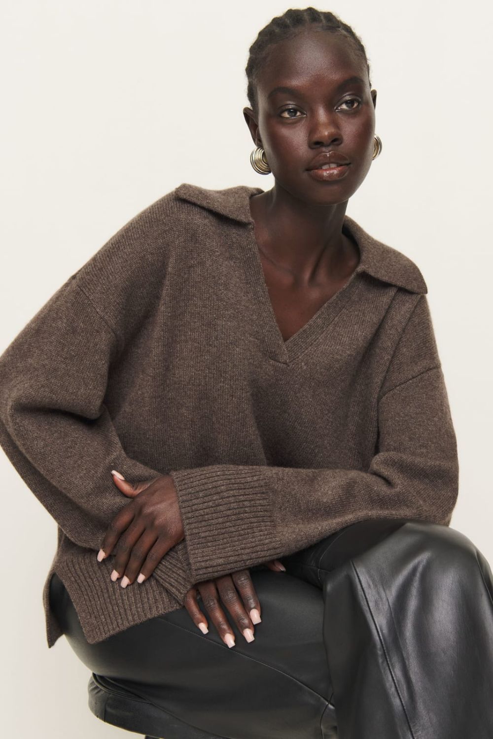 Reformation Sawyer Oversized Cashmere Polo