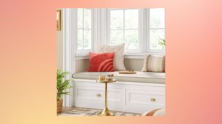 A white living room window seat