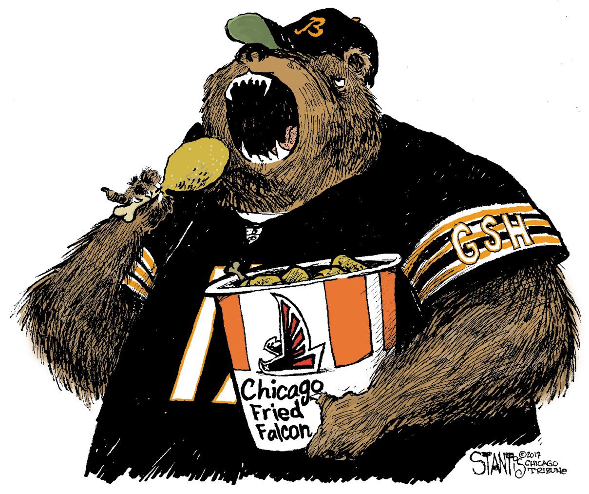 Editorial cartoon U.S. sports Bears Falcons