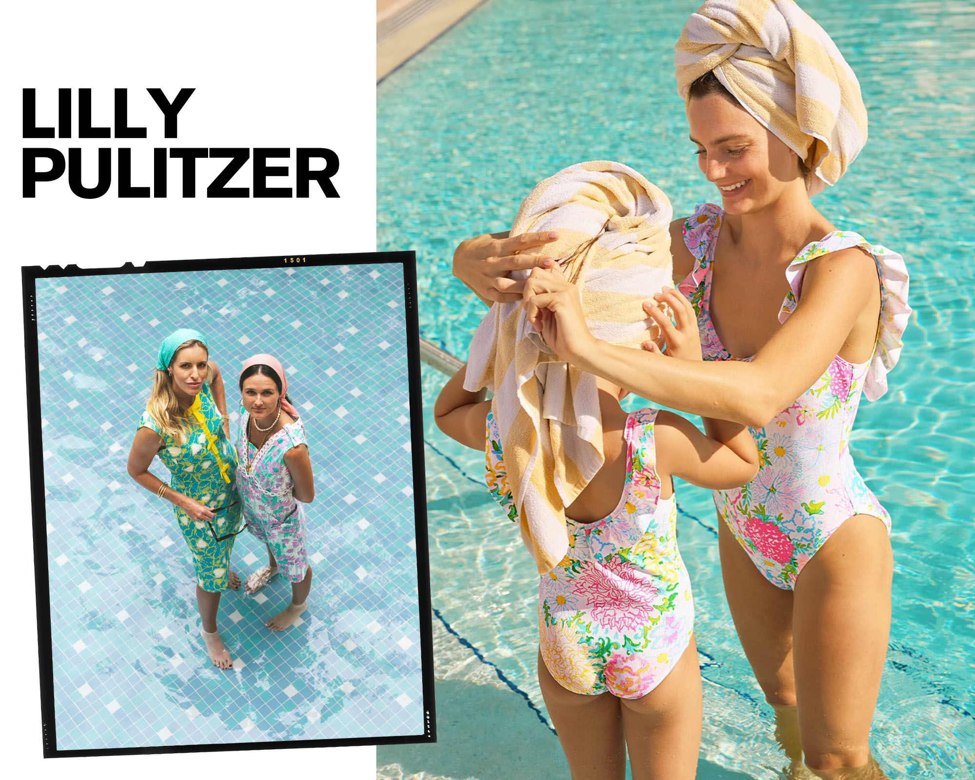 Collage of Lilly Pulitzer campaign imagery