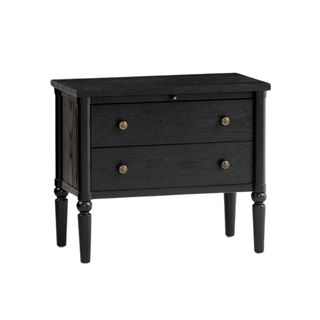 black nightstand with gold hardware