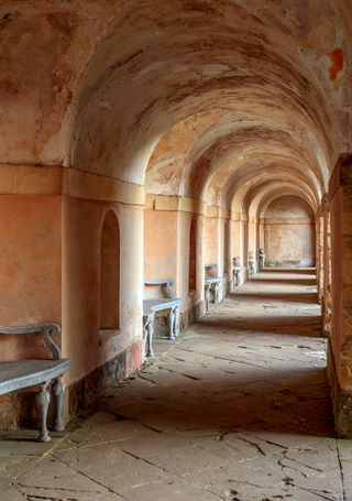 Inside the arcade with its Kent seats