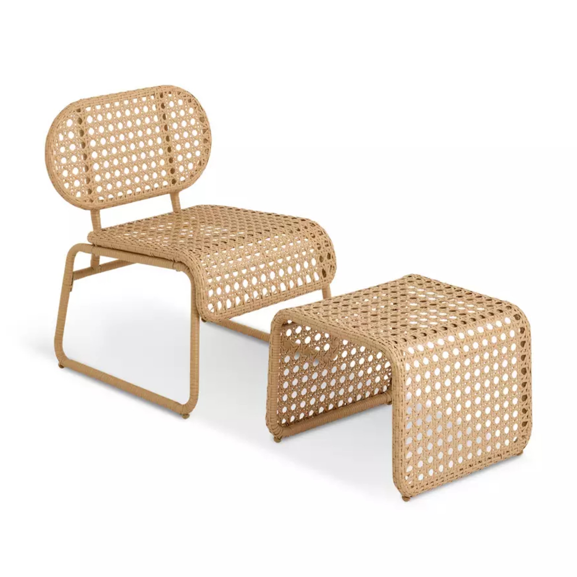 Habitat Global Accent Chair and Footstool - Natural