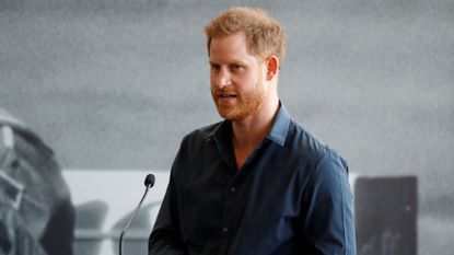 britains prince harry, duke of sussex gestures as he watches children play rugby league prior to the draw for the rugby league world cup 2021 at buckingham palace in london on january 16, 2020 photo by jeremy selwyn pool afp photo by jeremy selwynpoolafp via getty images