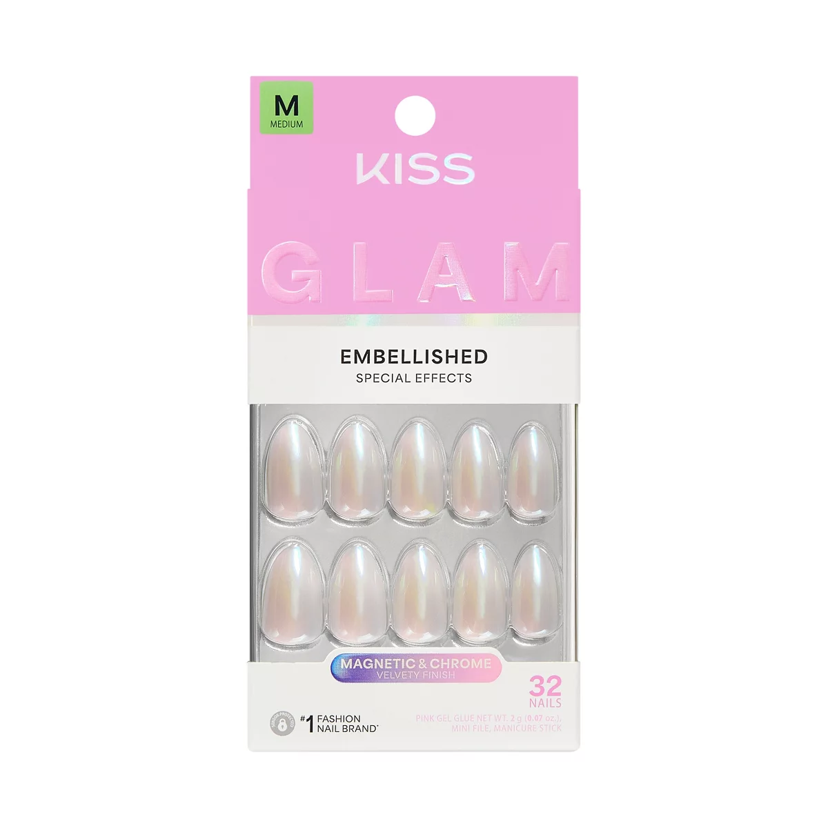Kiss Nails Glam Embellished Press-On Fake Nails - 35ct