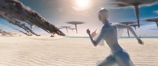 An extraterrestrial paradise is under attack in this scene from "Valerian and the City of a Thousand Planets."