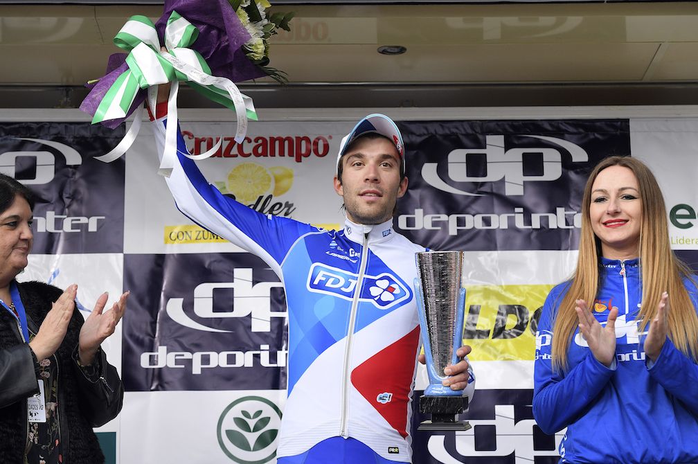 Thibaut Pinot celebrates his Ruta del Sol stage win