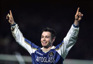 Graeme Le Saux celebrates a goal for Chelsea against Charlton in January 1998.