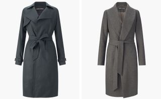 Women's lightweight cotton coat (left) and thicker wool , cashmere coat (right) are elegant
