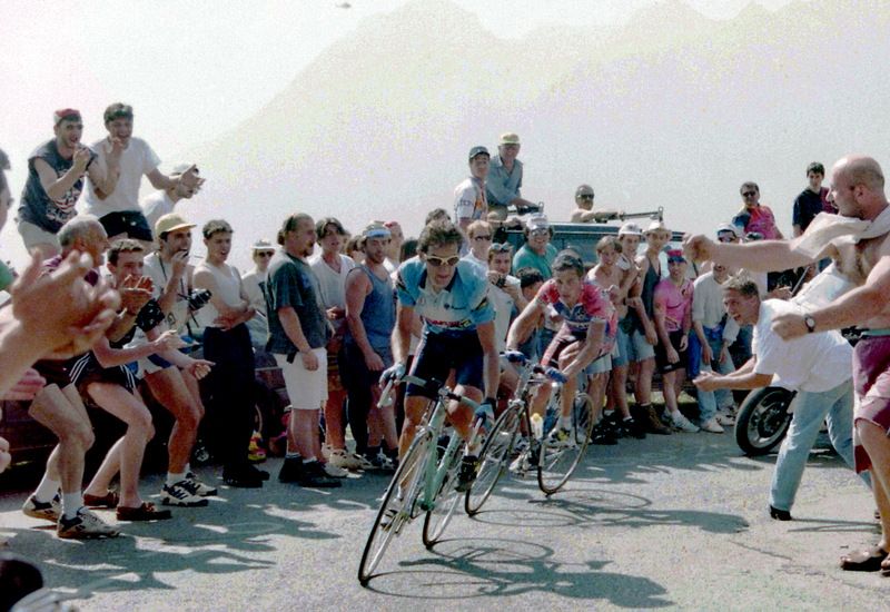Pavel Tonkov and Ivan Gotti in 1996 on the Mortirolo the year that Tonkov won the race overall