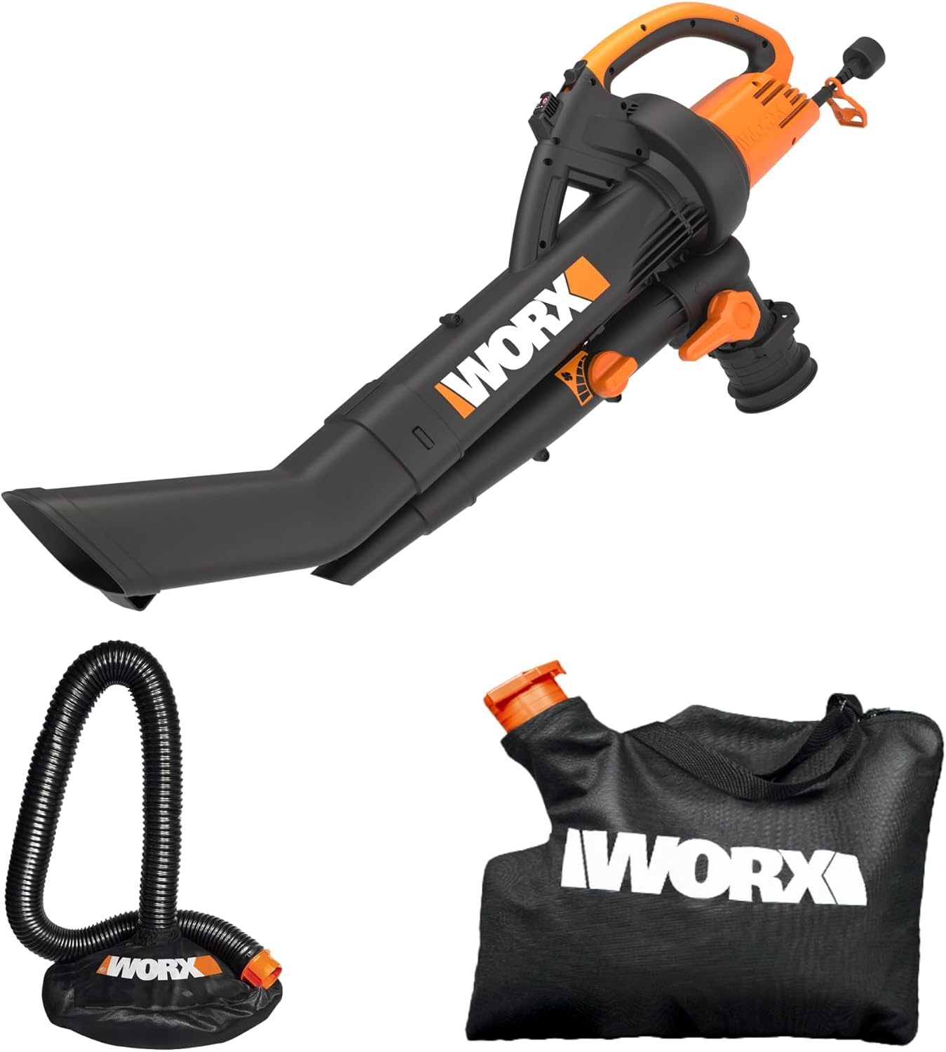 Worx Wg505 Trivac 12 Amp 3-In-1 Electric Leaf Blower/leaf Vacuum/mulcher, Metal Impeller for Fine Mulching