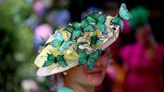 Lady wearing large hat for Royal Ascot