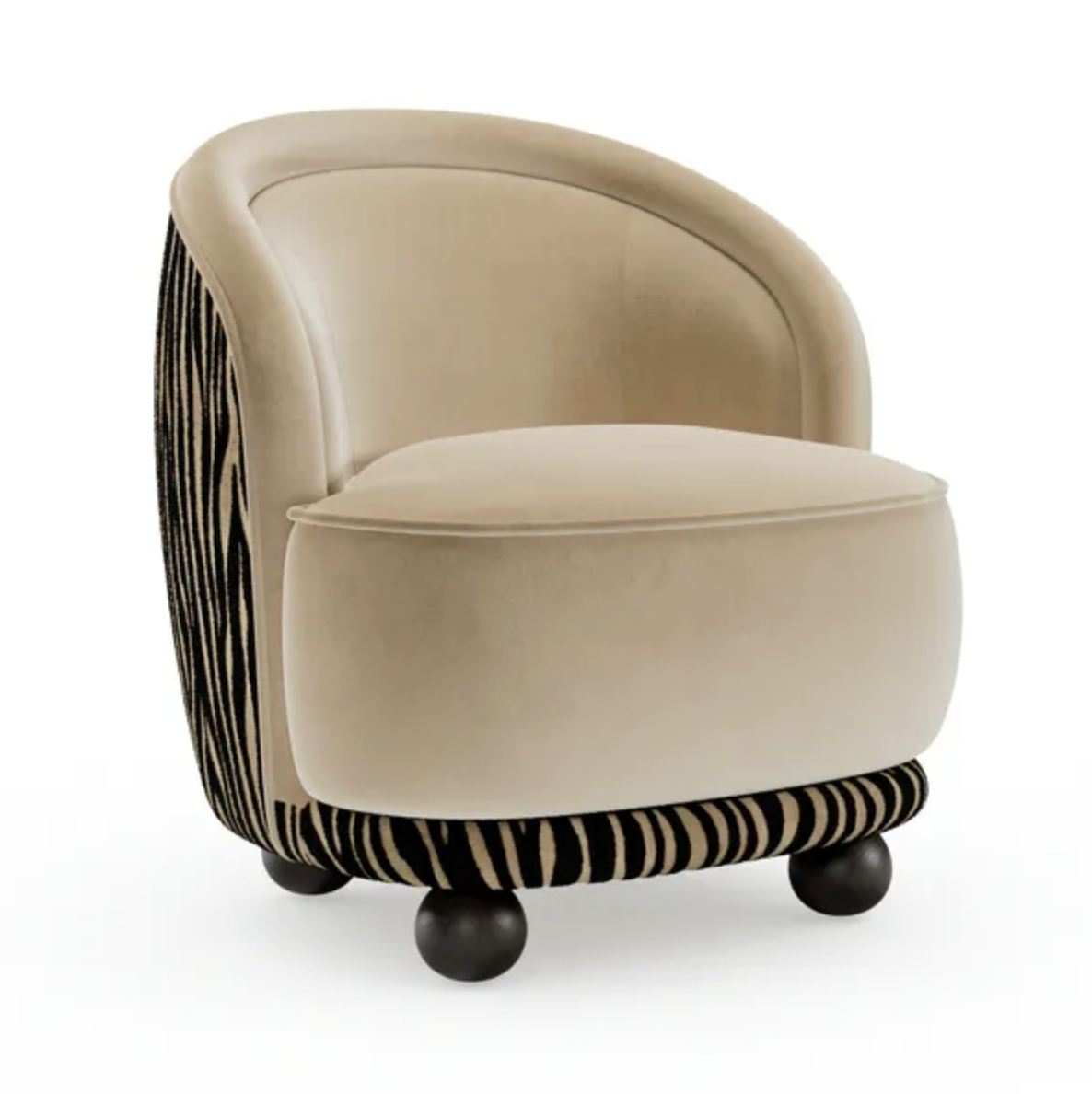 Dunelm, Amina Cut Velvet Zebra Print Ball Foot Tub Chair