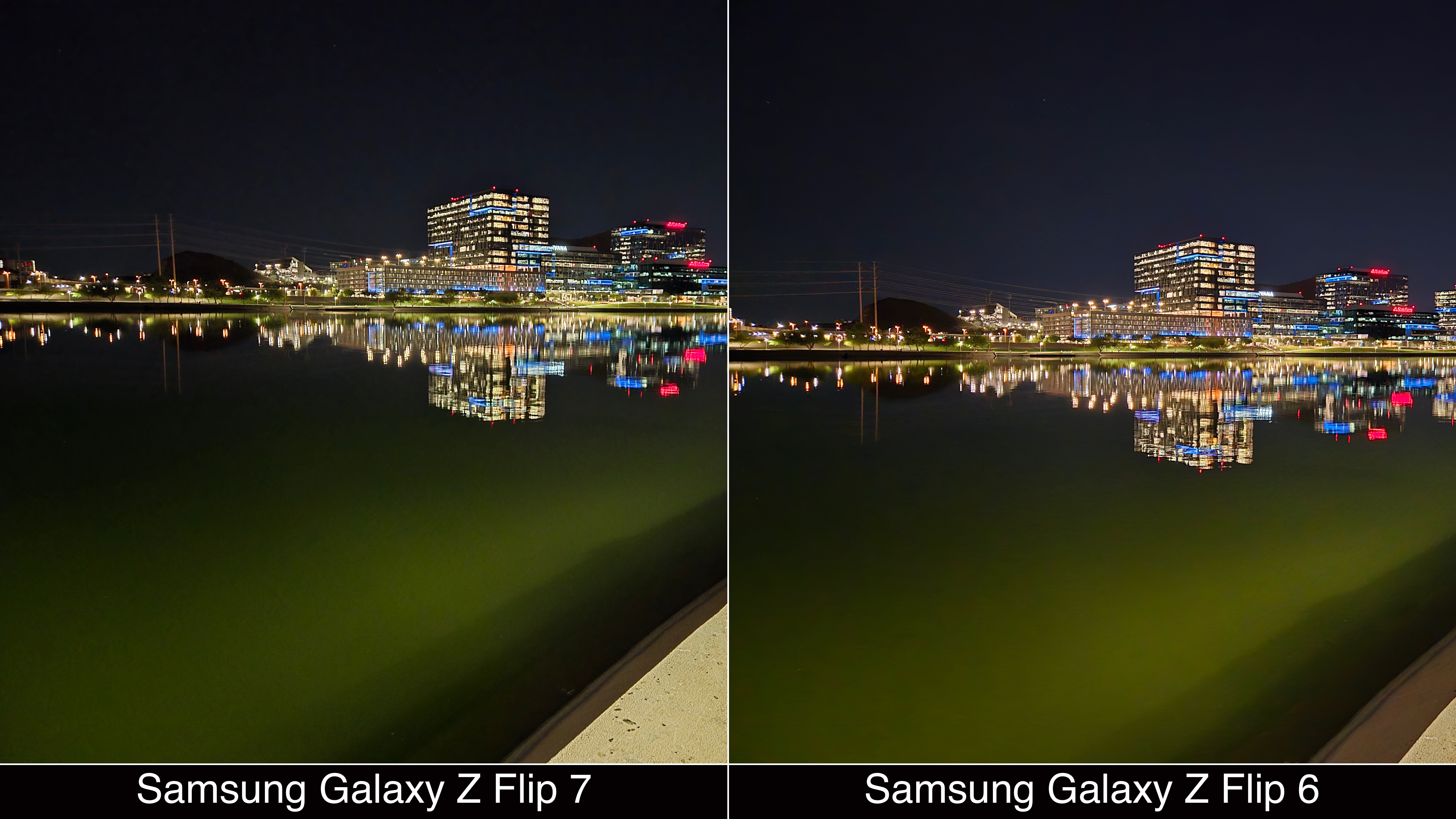 Low-light camera comparisons shot on the Galaxy Z Flip 7 and Galaxy Z Flip 6.