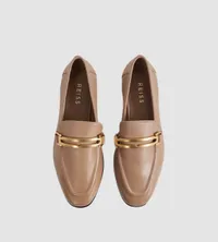 Angela Leather Rounded Loafers in Nude | Was £158 now £68