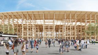 Expo 2025 Osaka timber ring render by sou fujimoto