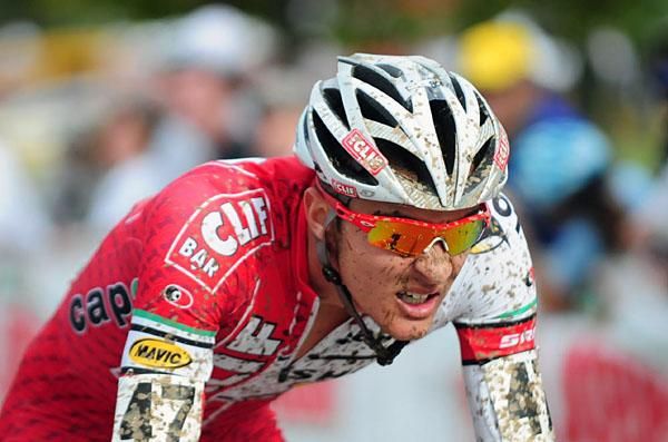 Brady Kappius (Team Clif Bar) on the pavement with one lap to go.