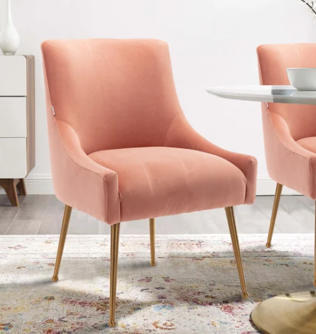Peach fuzz velvet chair.
