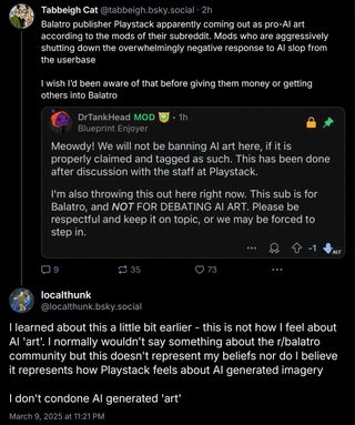 I learned about this a little bit earlier - this is not how I feel about AI "art." I normally wouldn't say something about the r/balatro community but this doesn't represent my beliefs nor do I believe it represents how Playstack feels about AI generated imagery. I don't condone AI generated "art."