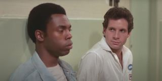 Michael Winslow and Steve Guttenberg in Police Academy