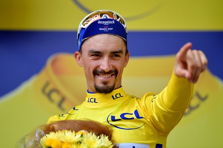 Julian Alaphilippe (Deceuninck-QuickStep) in the yellow jersey at the Tour de France
