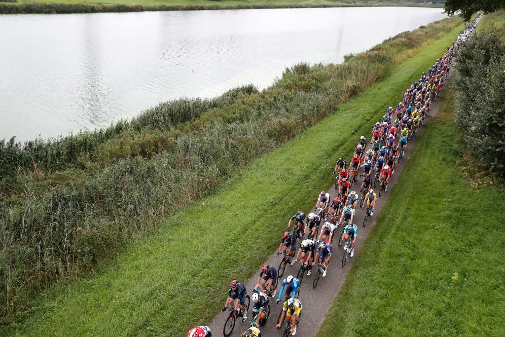 HOOGERHEIDE NETHERLANDS SEPTEMBER 01 A general view of the peloton during the 17th Benelux Tour 2021 Stage 3 a 1683km stage from Essen to Hoogerheide BeneluxTour on September 01 2021 in Hoogerheide Netherlands Photo by Bas CzerwinskiGetty Images