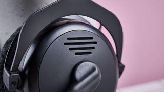 Close-up of grills on Beyerdynamic MMX 330 Pro