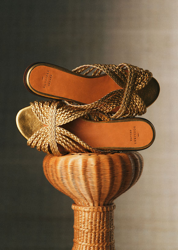 Low Paola  Mules - Braided Gold - Goat Leather - Sézane