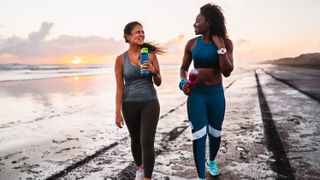 Two women walking outdoors