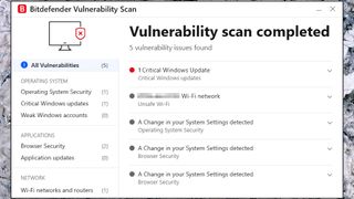 Bitdefender Internet Security vulnerability scan