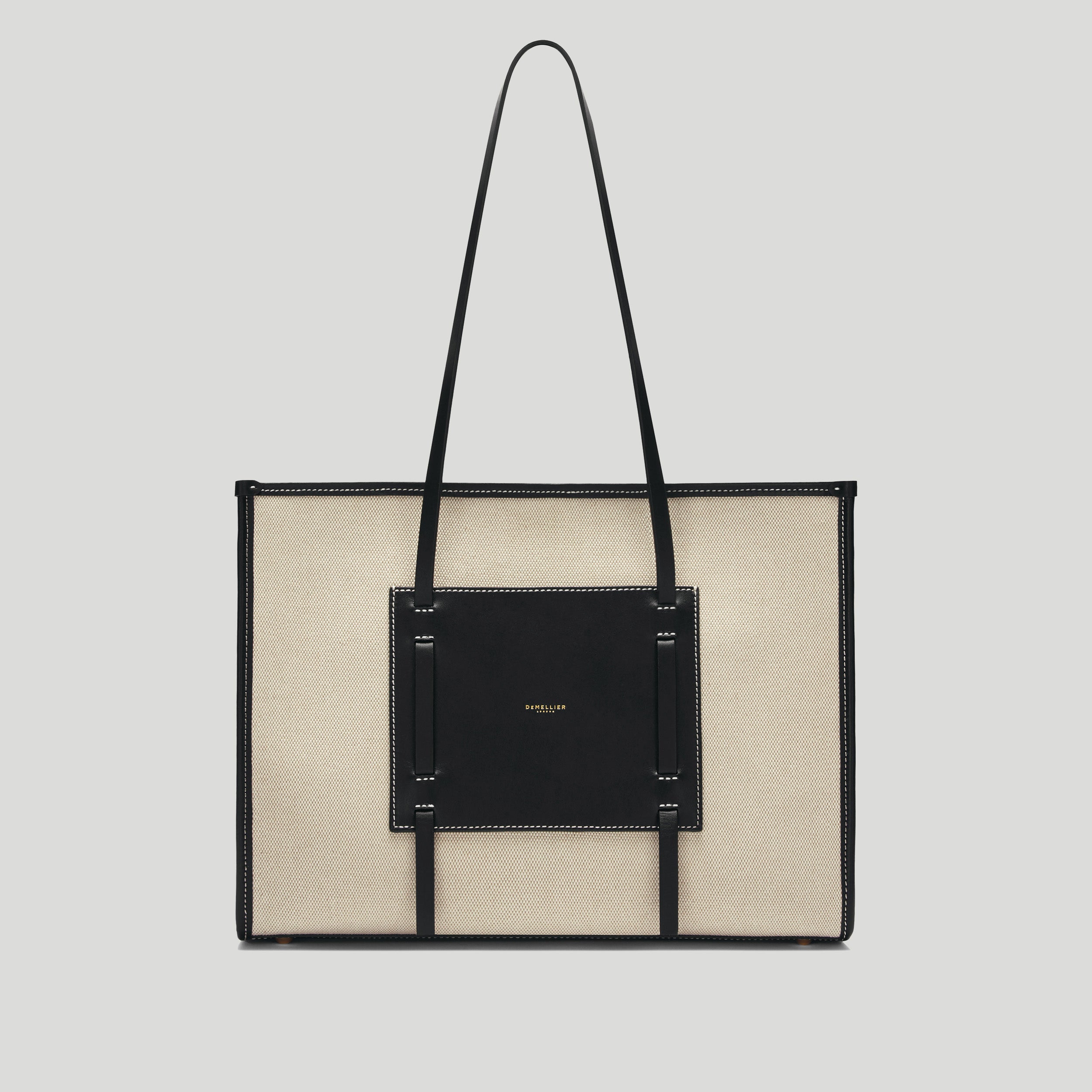 The Capri | Salt &amp;amp; Pepper Canvas Black Smooth | Demellier