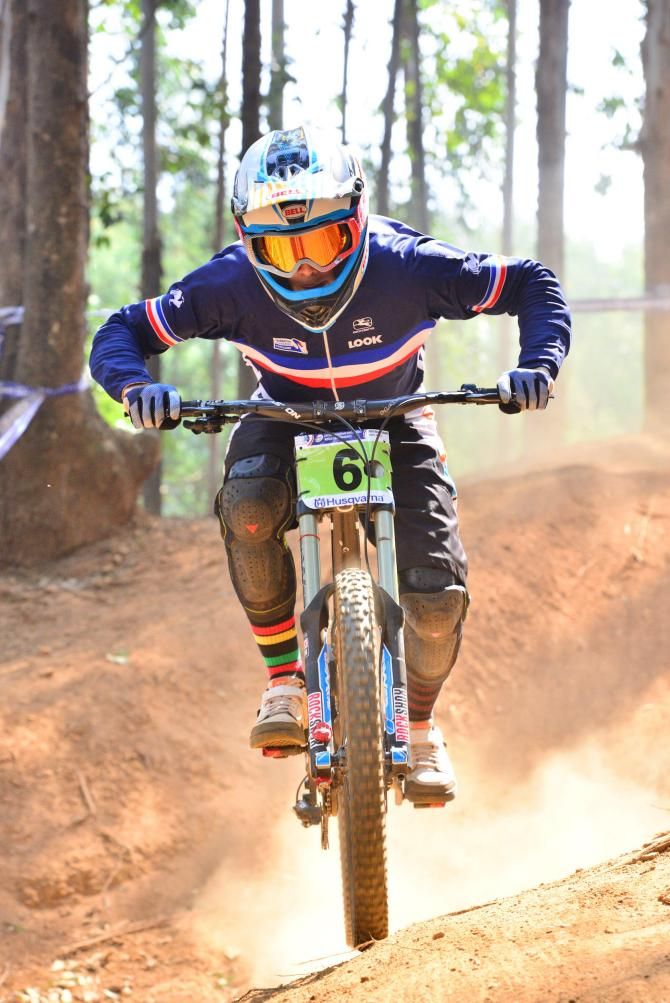 Top qualifier in the Junior Men's Downhill Frenchman Loris Vergier tries to give himself every opportunity to repeat his qualifying run but in the end it was not enough and he had to settle for second place behind American Richard Rude Jnr at the Cascades MTB Park in Pietermaritzburg on Friday