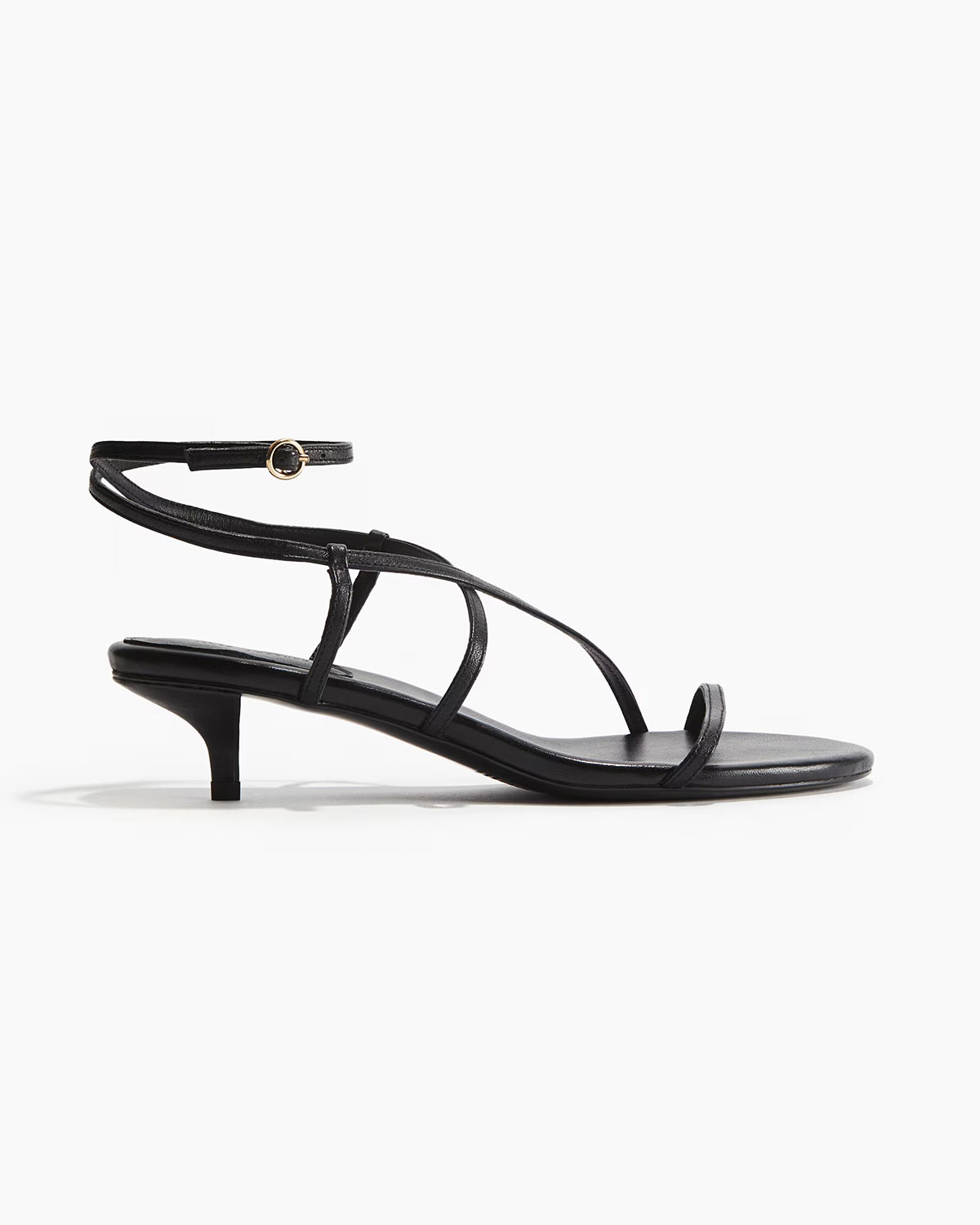 Kitten-Heeled Leather Sandals