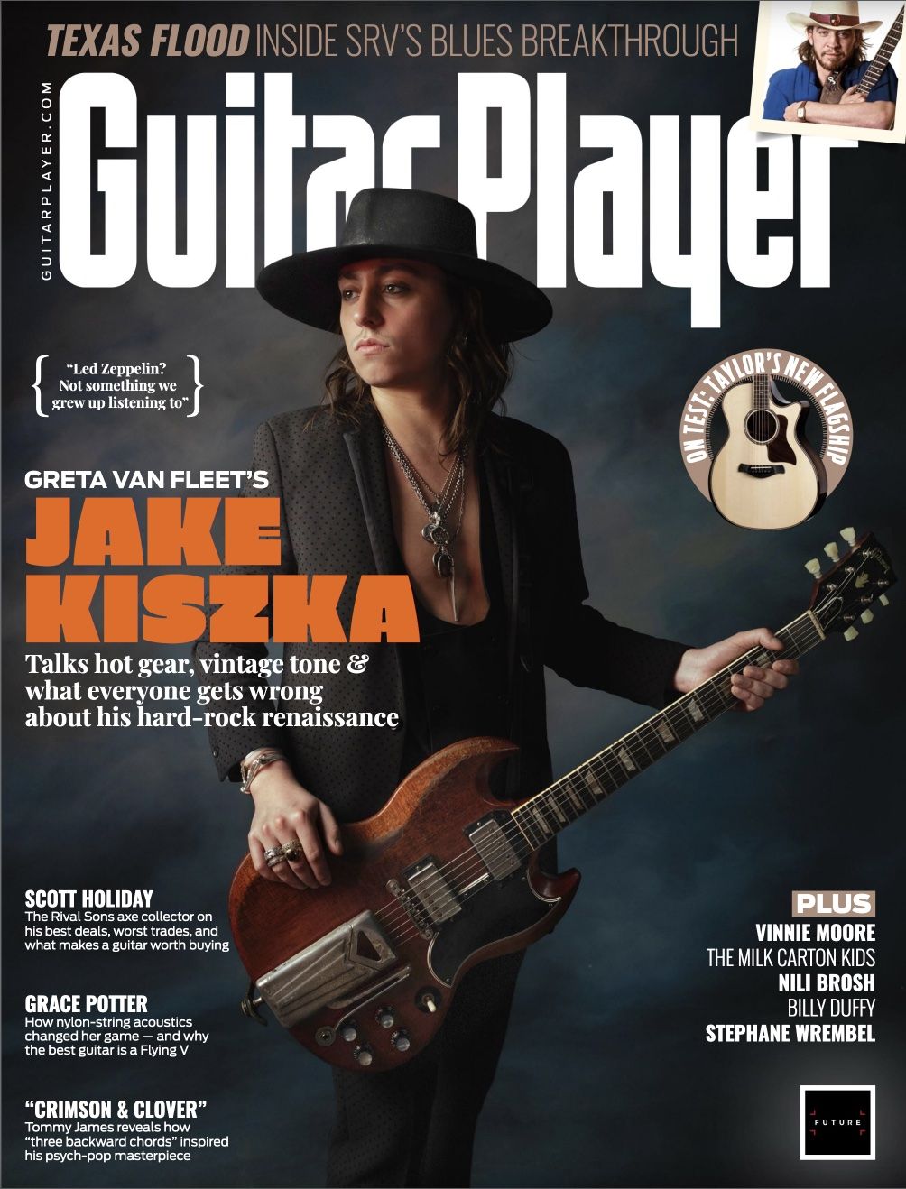 Greta Van Fleet&#039;s Jake Kiszka adorns the cover of Guitar Player&#039;s September 2023 issue