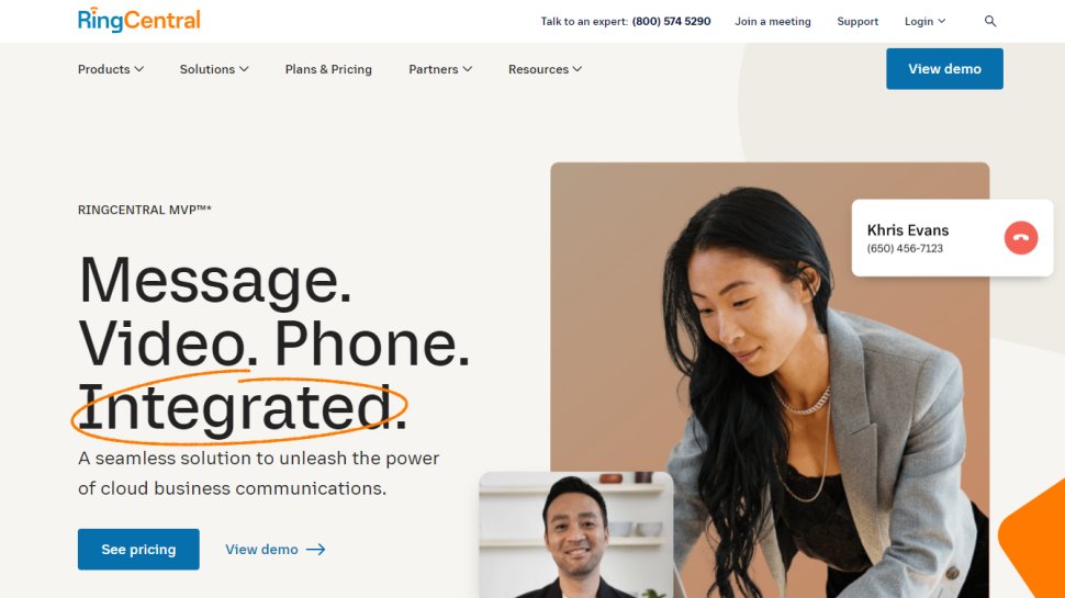 Website screenshot for RingCentral MVP