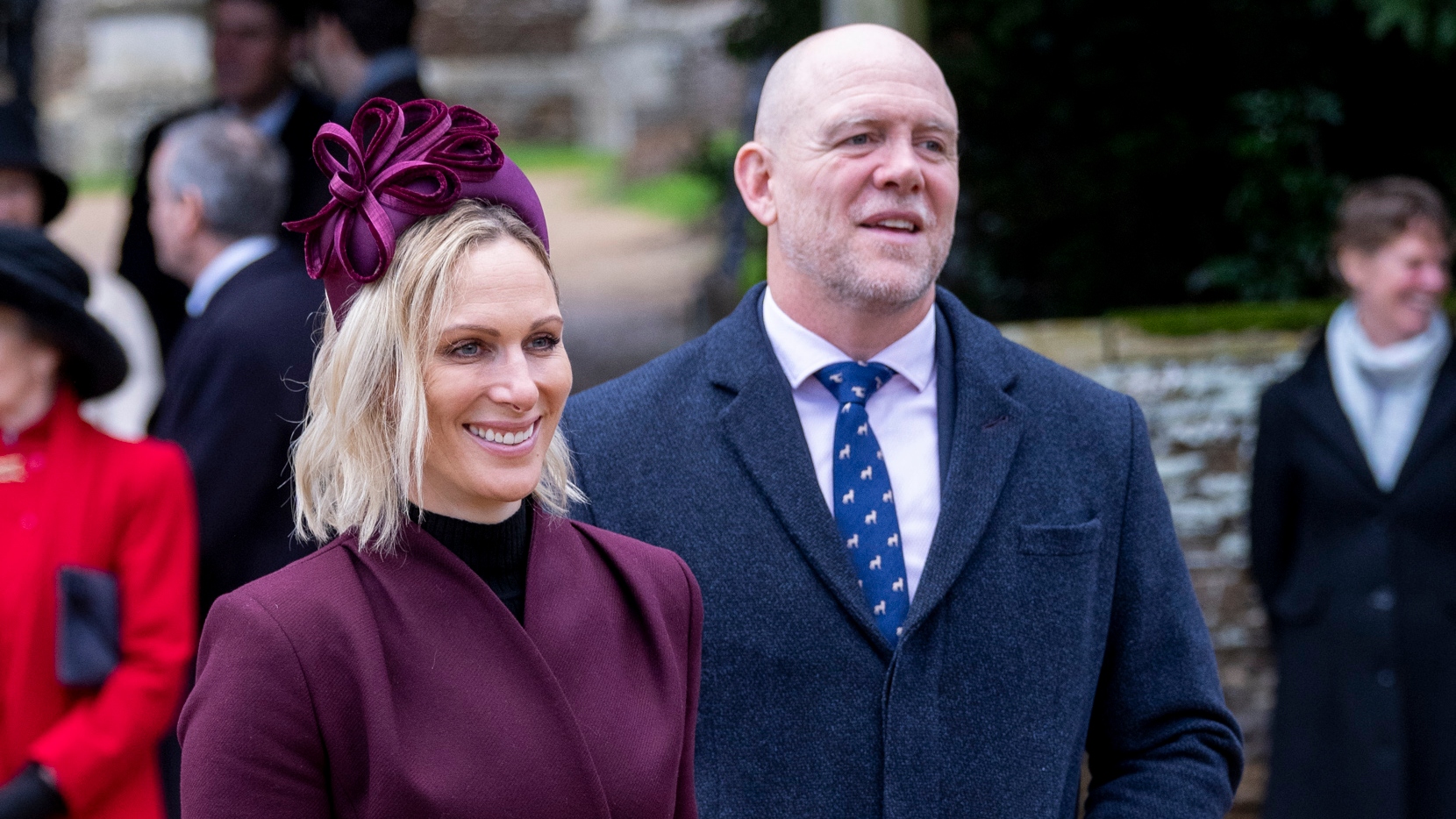 Zara Tindall and Mike Tindall attend the Christmas Morning Service at St Mary Magdalene Church on December 25, 2024