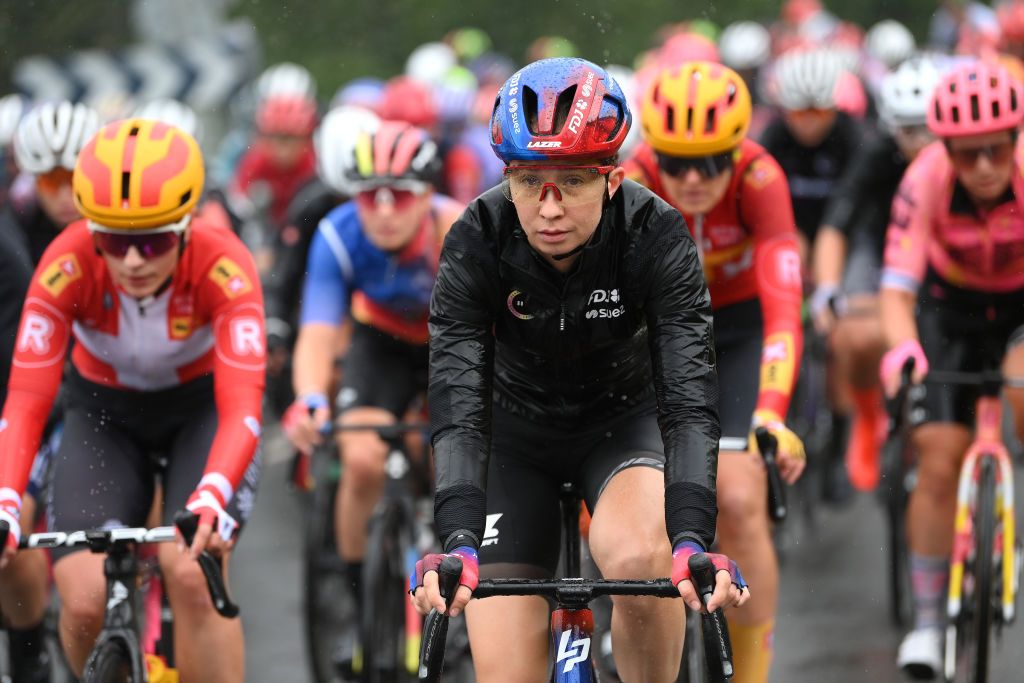 DURANGO SPAIN MAY 14 Cecilie Uttrup Ludwig of Denmark and FDJ SUEZ Team competes during the 23rd Durango Durango Emakumeen Saria 2024 a 113km one day race from Durango to Durango on May 14 2024 in Durango Spain Photo by Alex BroadwayGetty Images