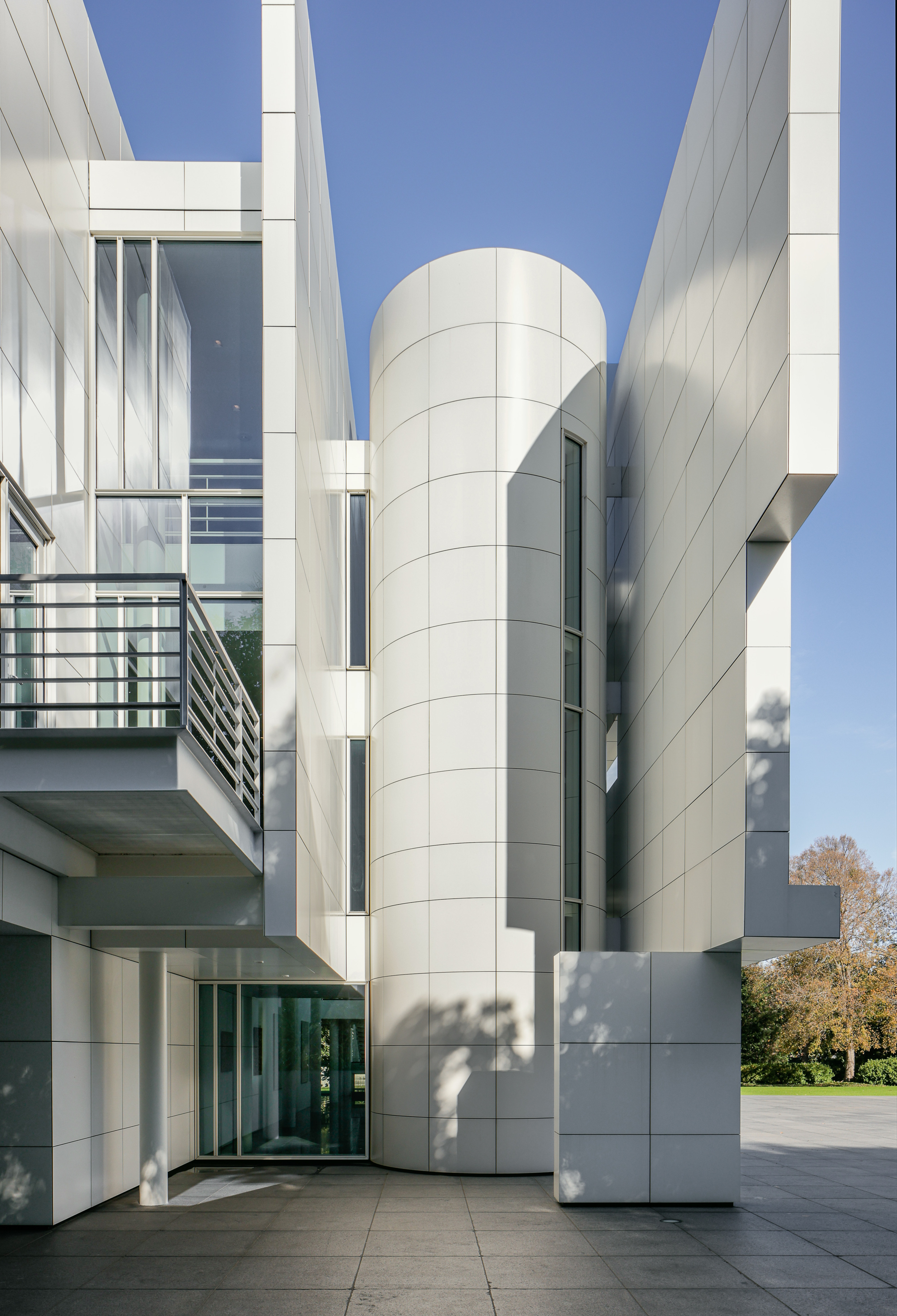 The spiral staircase reveals itself as an abstract sculptural form