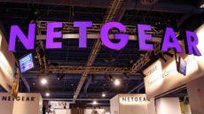 NETGEAR logo and branding pictured at the company's vendor stall at the International Consumer Electronics Show at the Las Vegas Convention Center.