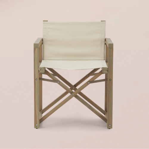A canvas garden chair