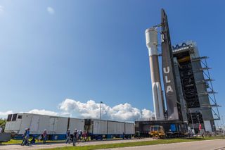 The United Launch Alliance Atlas V rocket for NASa's Mars rover Perseverance undergoes a wet-dress rehearsal at Space Launch Complex 41 of the Cape Canaveral Air Force Station in Florida on June 22, 2020.