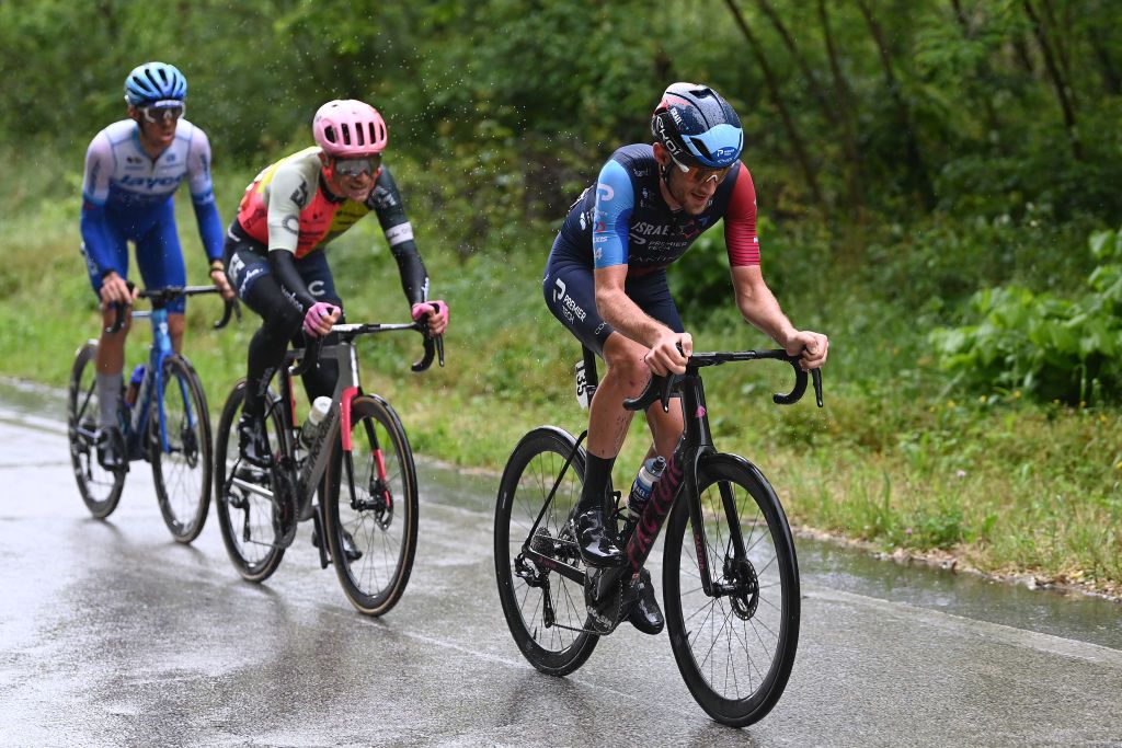 VIAREGGIO ITALY MAY 16 Derek Gee of Canada and Team Israel Premier Tech competes in the breakaway during the 106th Giro dItalia 2023 Stage 10 a 196km stage from Scandiano to Viareggio UCIWT on May 16 2023 in Viareggio Italy Photo by Tim de WaeleGetty Images
