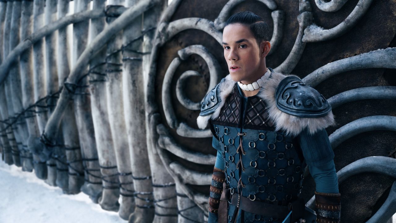 Ian Ousley in costume as Sokka in Netflix's Avatar: The Last Airbender