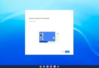 Steam on Chromebook setup in progress