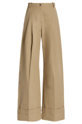 High-Rise Cotton-Chino Flared Pants