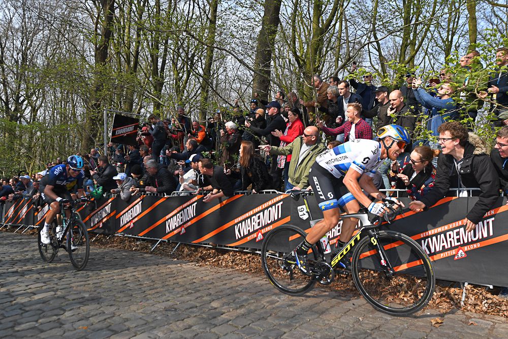 Matteo Trentin on the cobbles at Gent-Wevelgem
