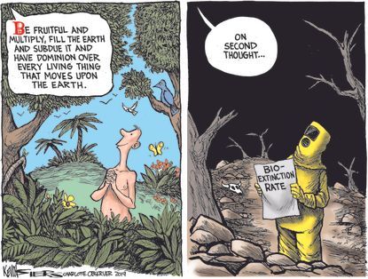 Editorial Cartoon World biodiversity extinction