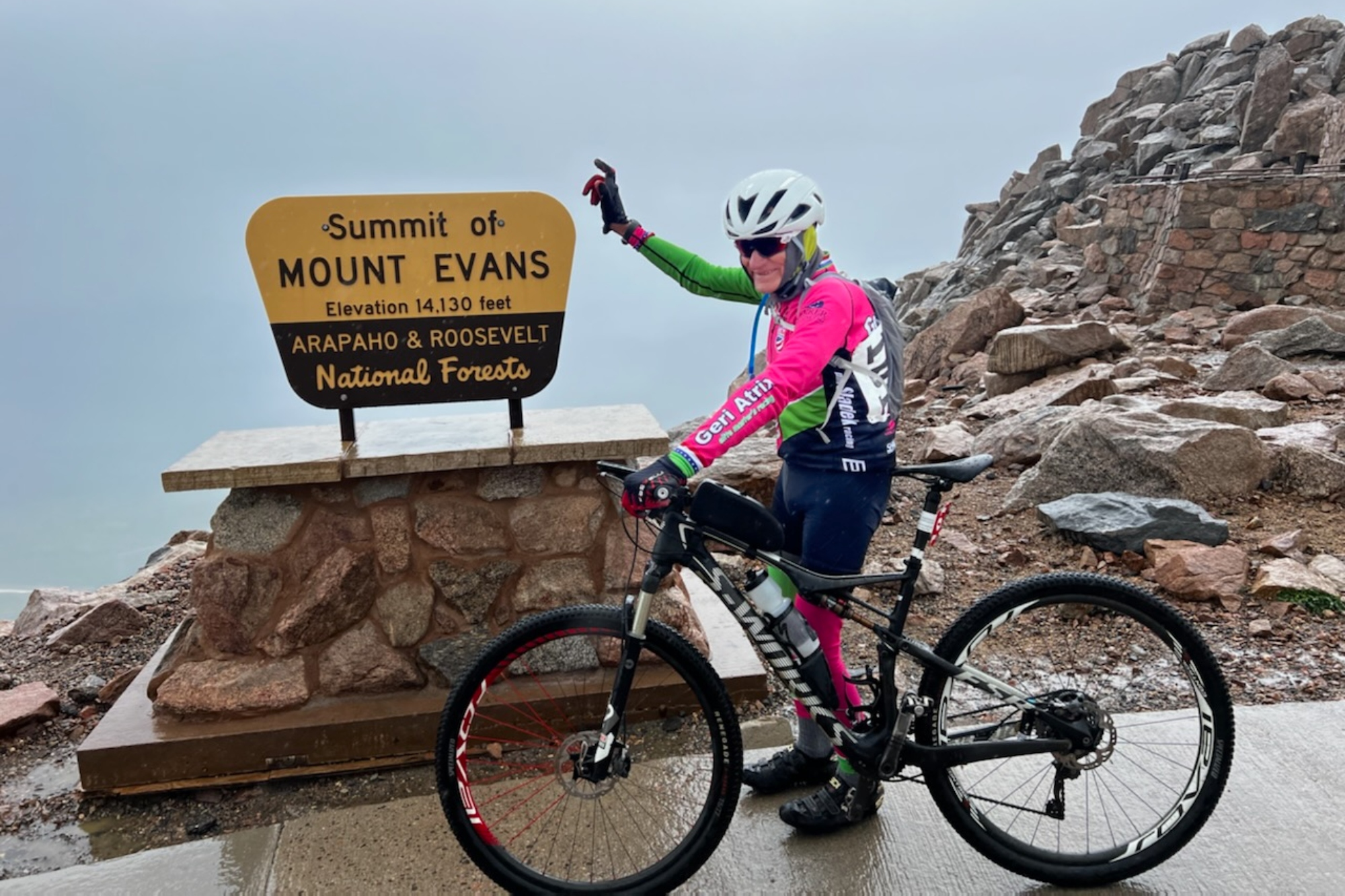 Fred Schmid, 89, at the top of Mount Evans