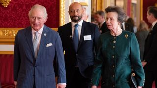 Prince Charles, Prince of Wales and Princess Anne, Princess Royal attend a reception after presenting the Queen's Anniversary Prizes